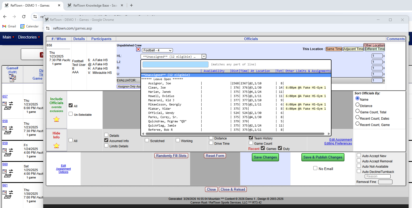 RefTown Dashboard